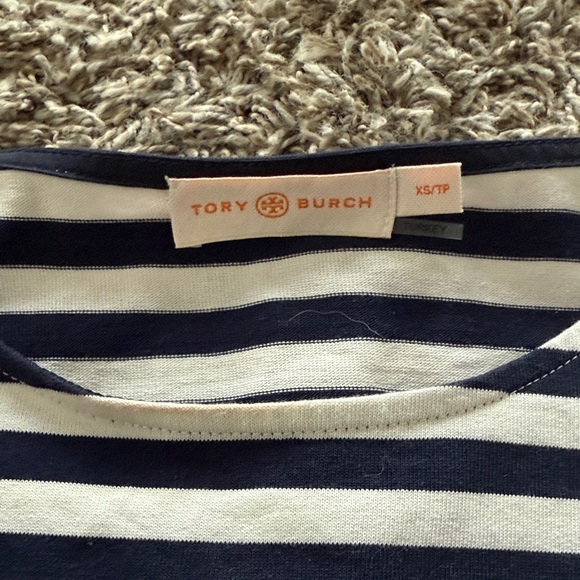 Tory Burch Navy and White Striped Tee - Picture 2 of 2